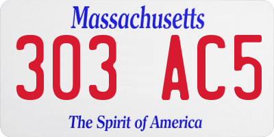 MA license plate 303AC5