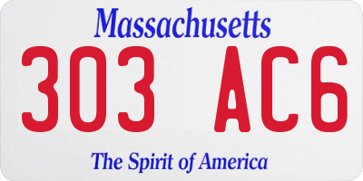 MA license plate 303AC6