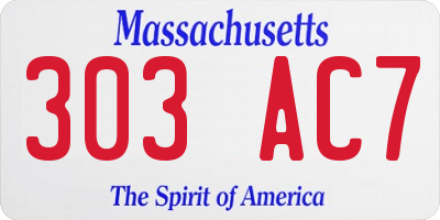 MA license plate 303AC7