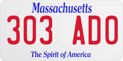 MA license plate 303AD0