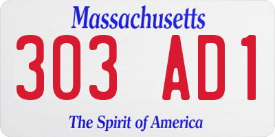MA license plate 303AD1