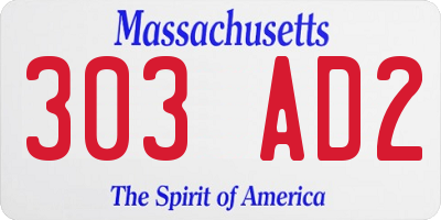 MA license plate 303AD2