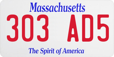 MA license plate 303AD5