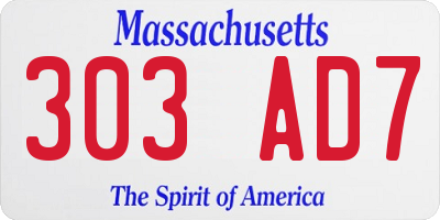 MA license plate 303AD7