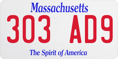 MA license plate 303AD9