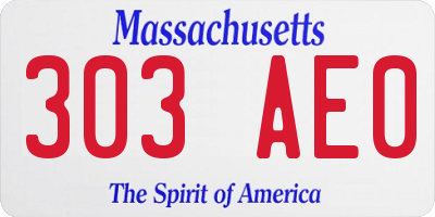 MA license plate 303AE0