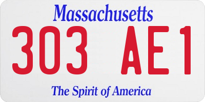 MA license plate 303AE1