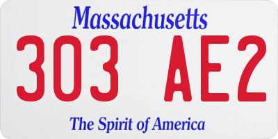 MA license plate 303AE2