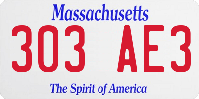 MA license plate 303AE3
