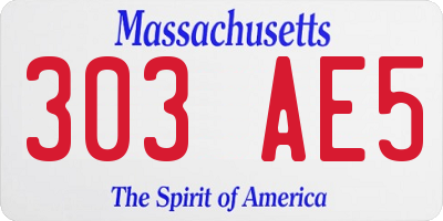MA license plate 303AE5