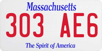 MA license plate 303AE6