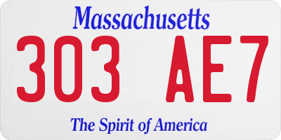 MA license plate 303AE7
