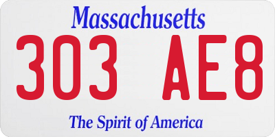 MA license plate 303AE8