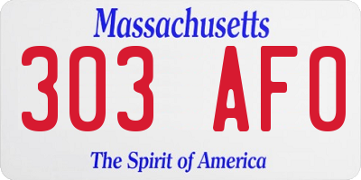MA license plate 303AF0