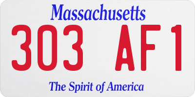 MA license plate 303AF1