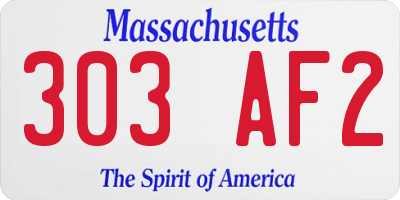 MA license plate 303AF2