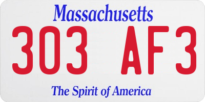 MA license plate 303AF3