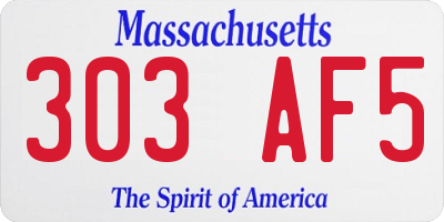 MA license plate 303AF5