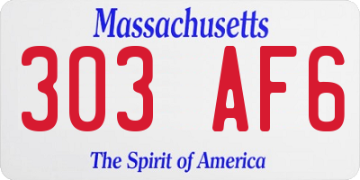 MA license plate 303AF6