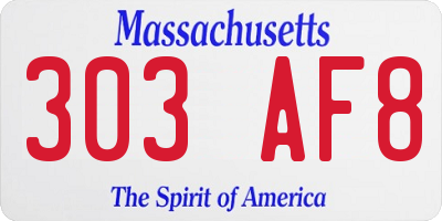 MA license plate 303AF8
