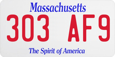 MA license plate 303AF9