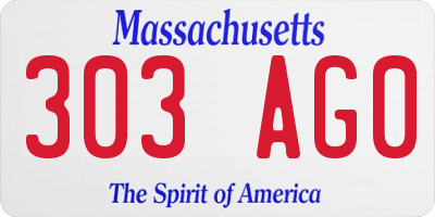 MA license plate 303AG0