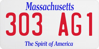 MA license plate 303AG1