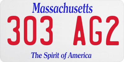 MA license plate 303AG2