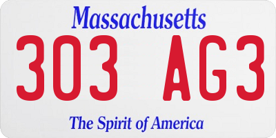 MA license plate 303AG3