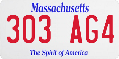 MA license plate 303AG4