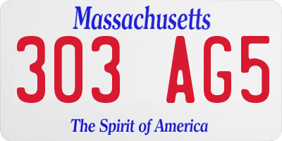 MA license plate 303AG5