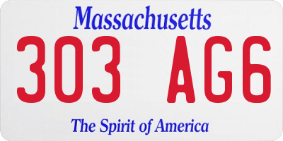 MA license plate 303AG6