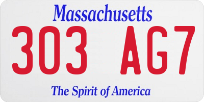 MA license plate 303AG7