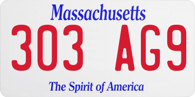 MA license plate 303AG9