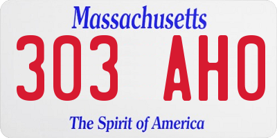 MA license plate 303AH0