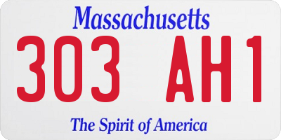 MA license plate 303AH1