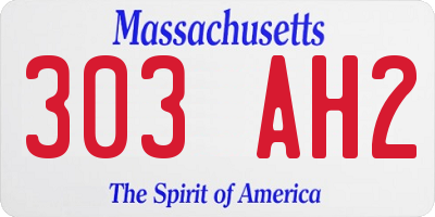 MA license plate 303AH2