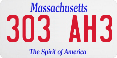 MA license plate 303AH3
