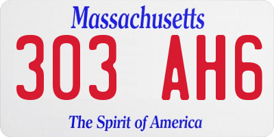 MA license plate 303AH6