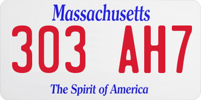 MA license plate 303AH7