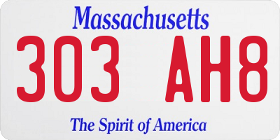 MA license plate 303AH8