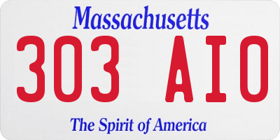 MA license plate 303AI0