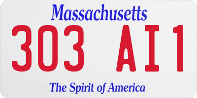 MA license plate 303AI1
