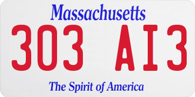 MA license plate 303AI3