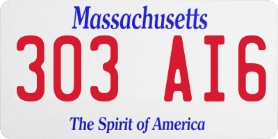MA license plate 303AI6