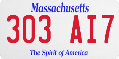 MA license plate 303AI7