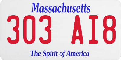 MA license plate 303AI8