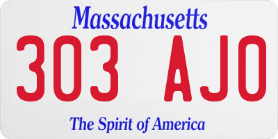 MA license plate 303AJ0