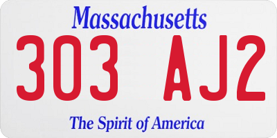 MA license plate 303AJ2