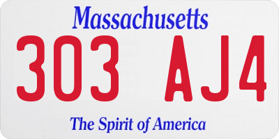 MA license plate 303AJ4